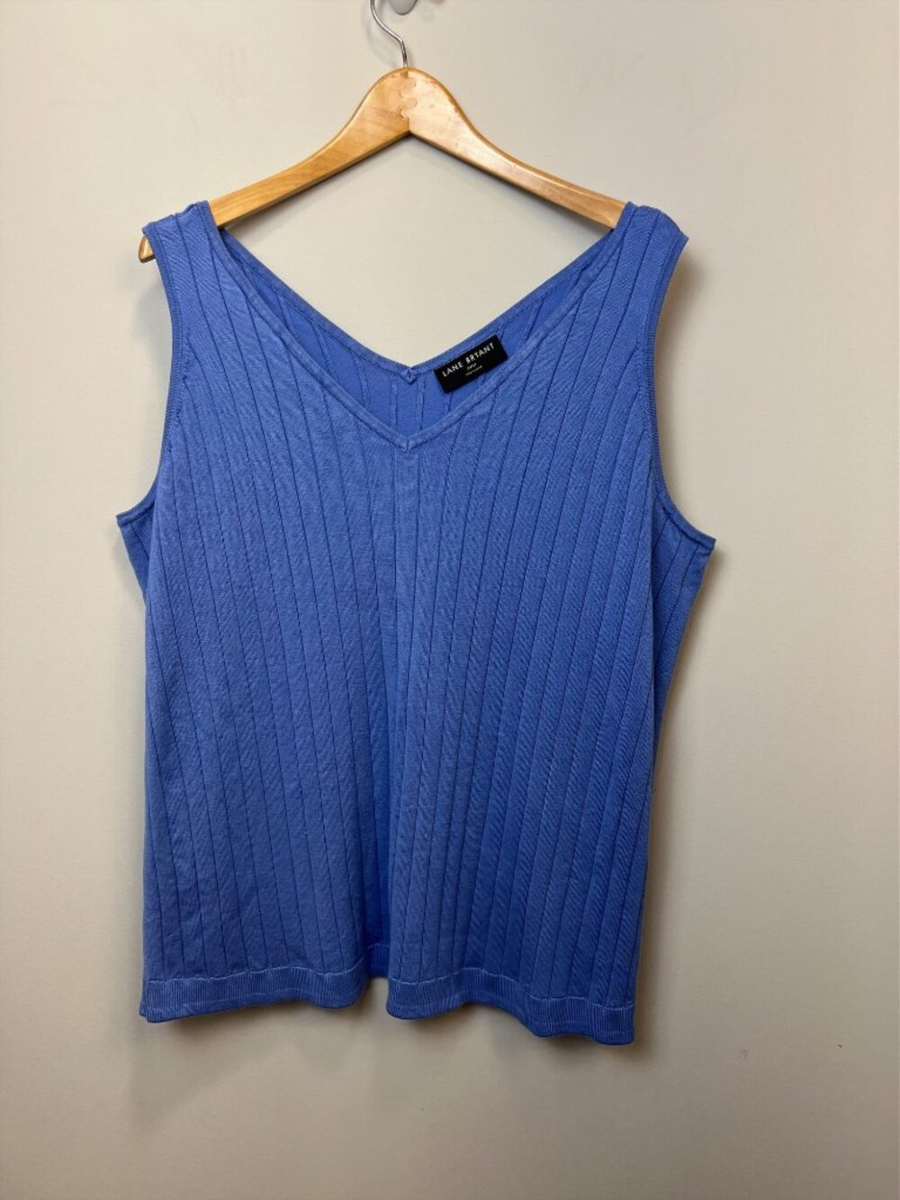 Lane Bryant Blue Ribbed Sweater Tank Top Plus Size 18/20 V-Neck Stretch